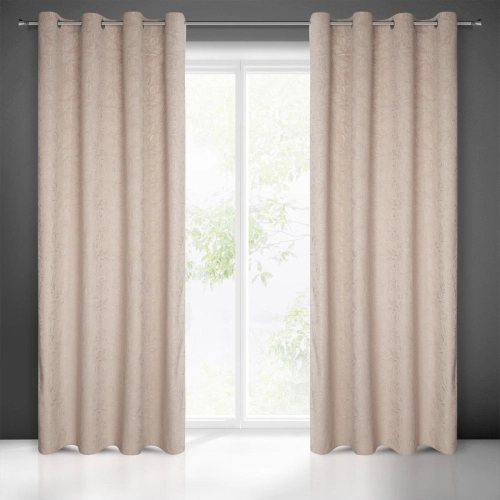 Záves 140x250 cm zamatový béžový na kovové krúžky OCTAVIA