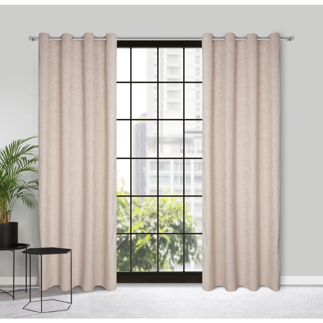 Záves 140x250 cm zamatový béžový na kovové krúžky OCTAVIA