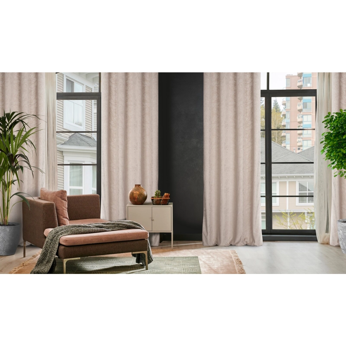 Záves 140x250 cm zamatový béžový na kovové krúžky OCTAVIA