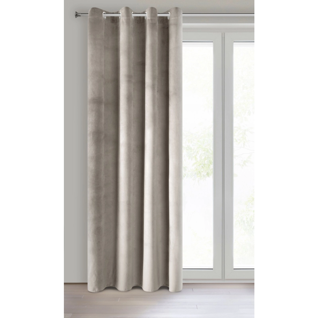 Záves 140x250 cm zamatový béžový na kovové krúžky PIERRE