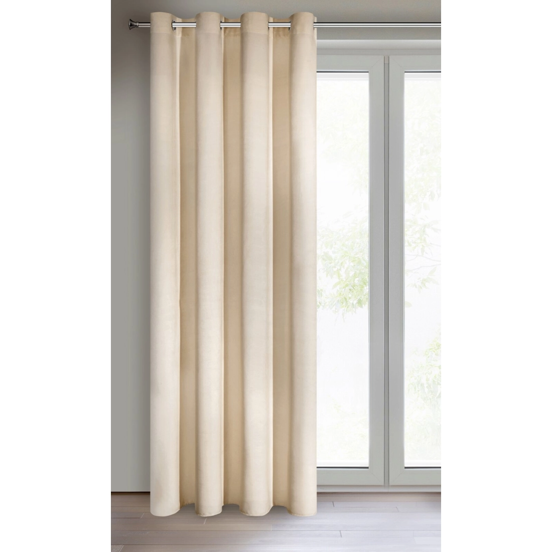 Závěs 140x250 cm sametový béžový na kovové kroužky RIA Diva Line