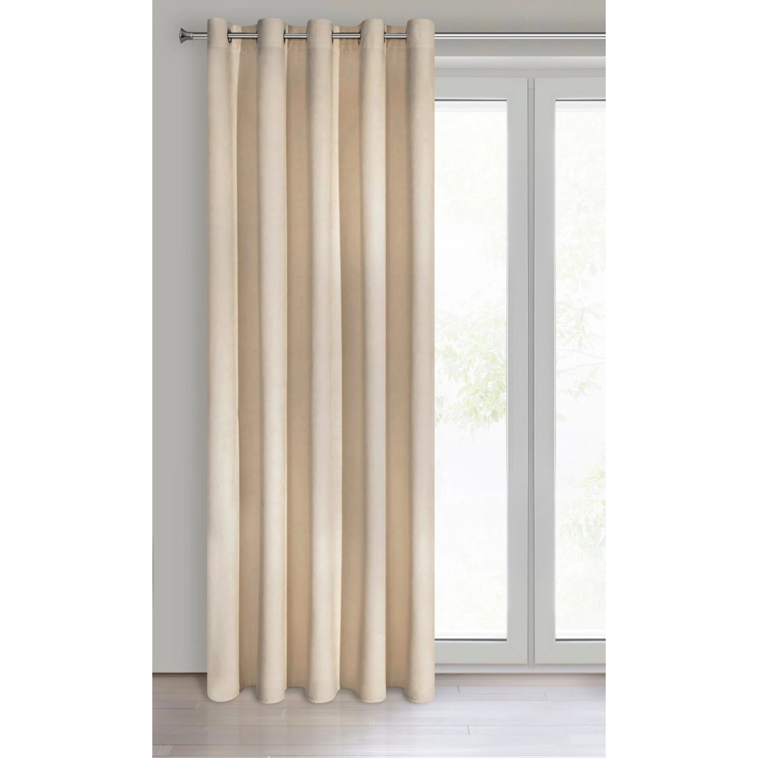 Závěs 140x250 cm sametový béžový na kovové kroužky VILLA