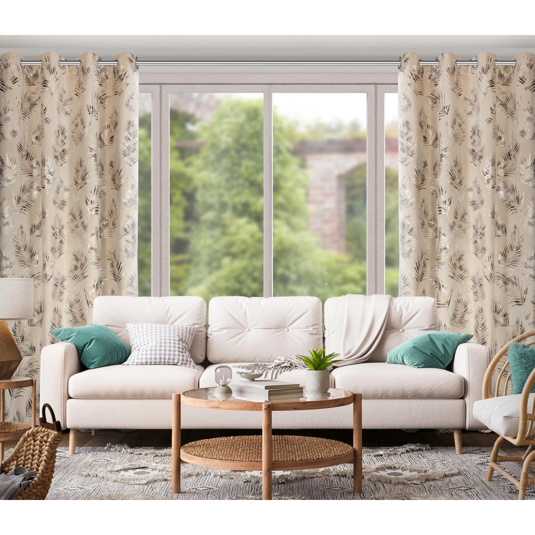 Závěs 140x250 cm sametový béžový šampaňský na kovové kroužky GLORIA 2