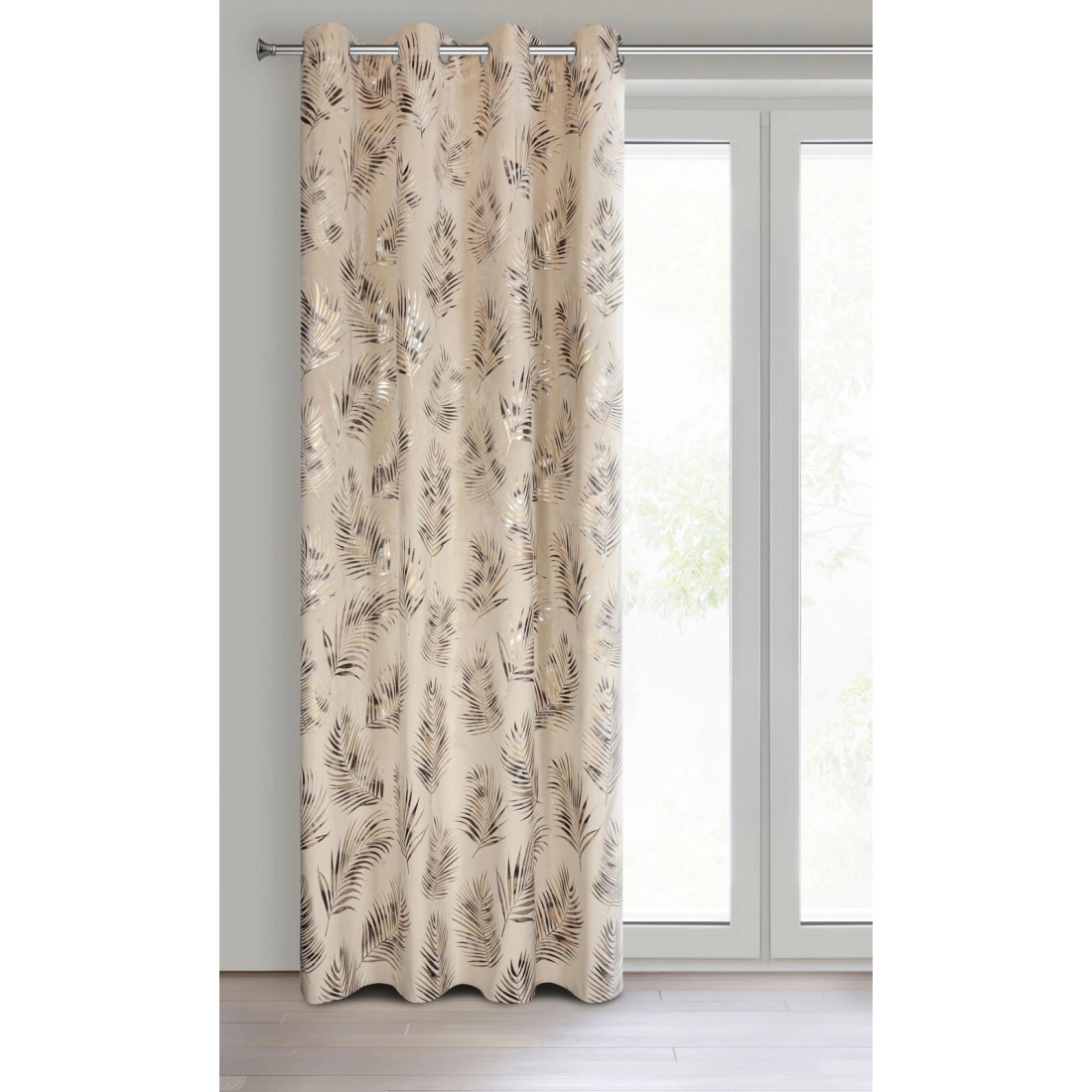 Závěs 140x250 cm sametový béžový šampaňský na kovové kroužky GLORIA