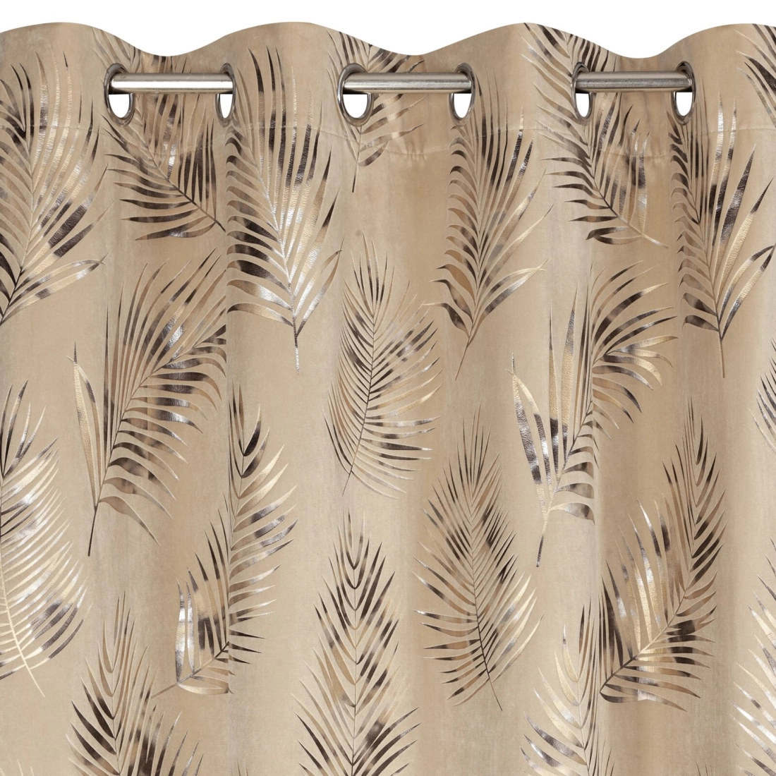 Závěs 140x250 cm sametový béžový šampaňský na kovové kroužky GLORIA