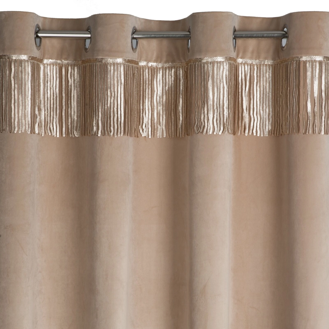 Záves 140x250 cm zamatový béžový, šampanský na kovové krúžky JASPER