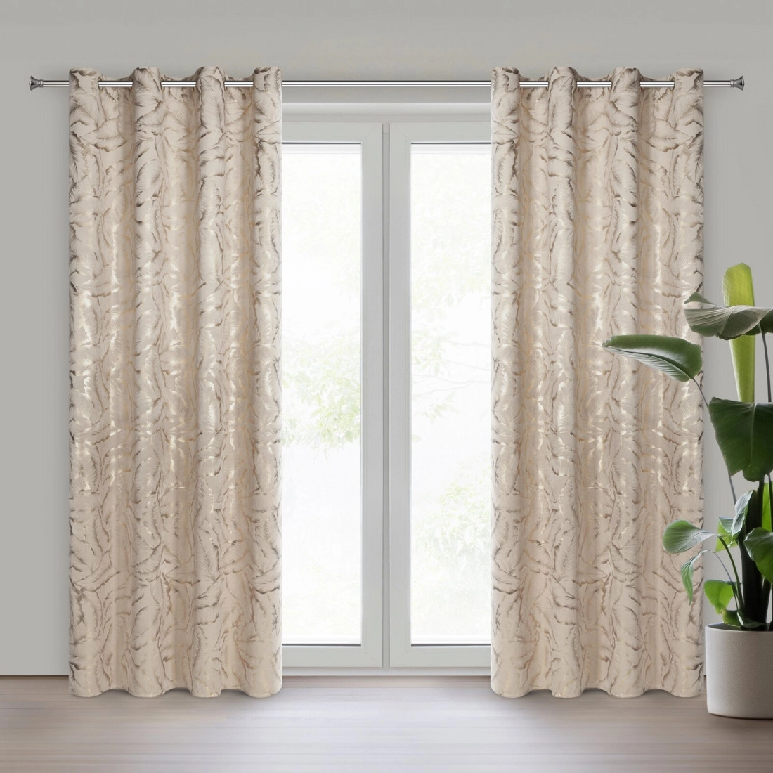 Sametový závěs 140x250 cm béžový šampaňský na kovové kroužky MILENA