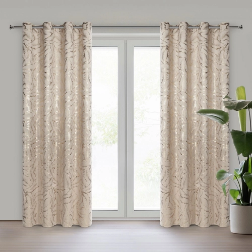 Sametový závěs 140x250 cm béžový šampaňský na kovové kroužky MILENA