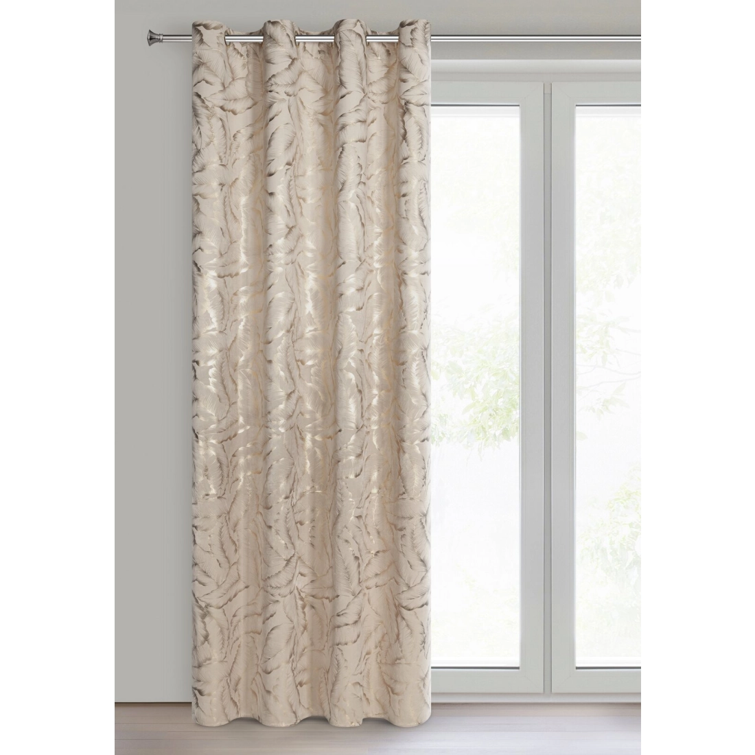 Sametový závěs 140x250 cm béžový šampaňský na kovové kroužky MILENA