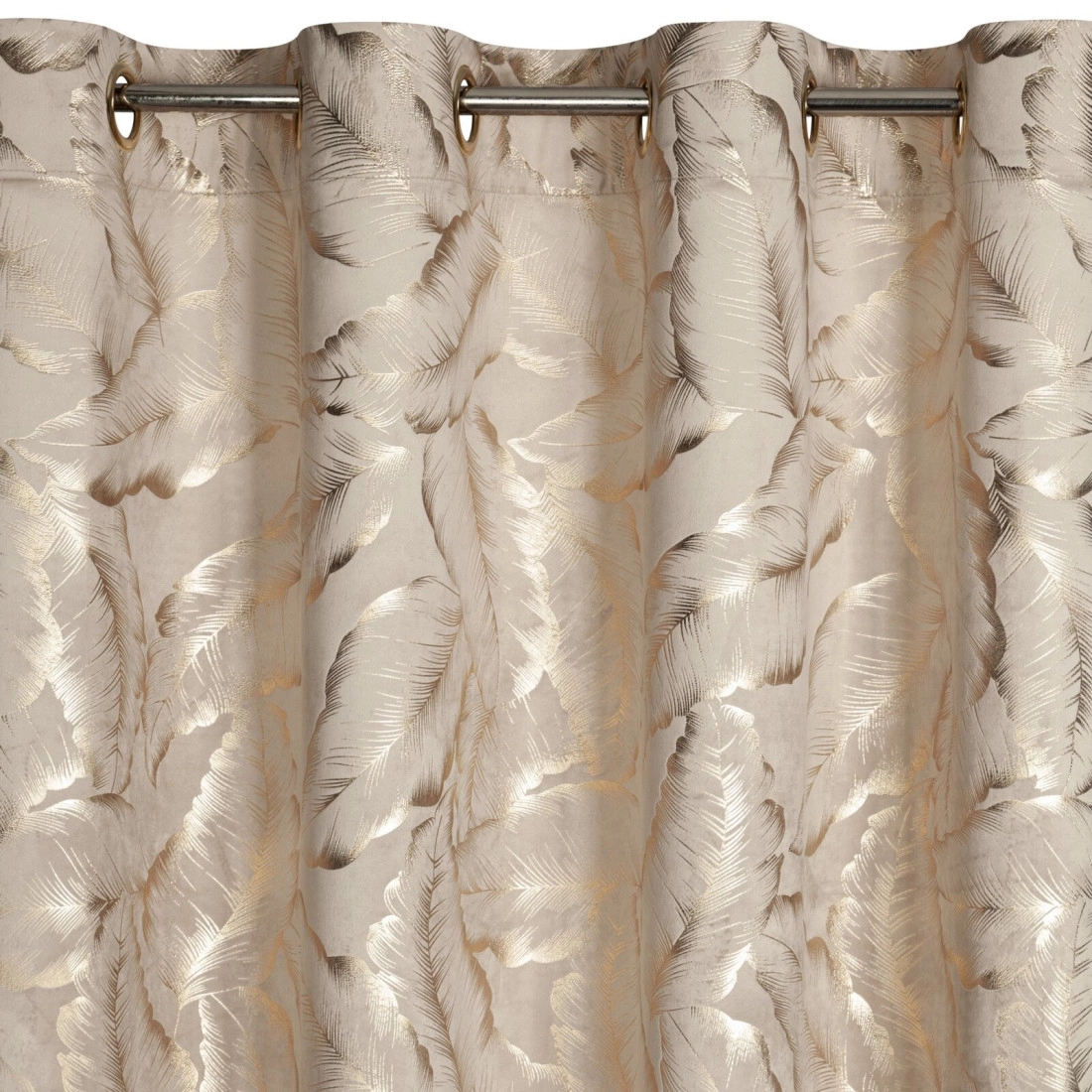 Sametový závěs 140x250 cm béžový šampaňský na kovové kroužky MILENA