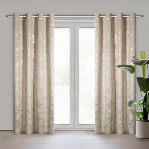 Sametový závěs 140x250 cm béžový šampaň na kovových kroužcích RAJA