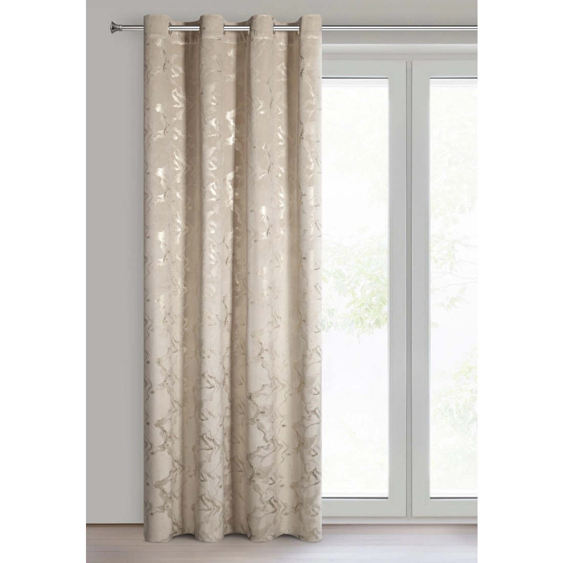 Sametový závěs 140x250 cm béžový šampaň na kovových kroužcích RAJA