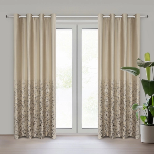 Závěs 140x250 cm sametový béžový šampaňský na kovové kroužky TORI