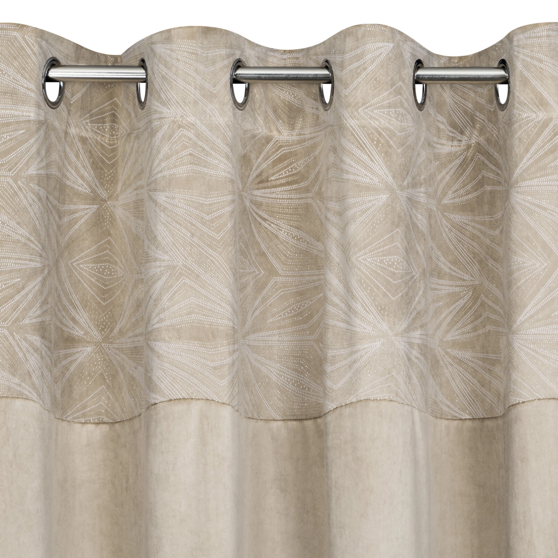 Sametový závěs 140 x 250 cm béžový, stříbrný na kovové kroužky ARIANA