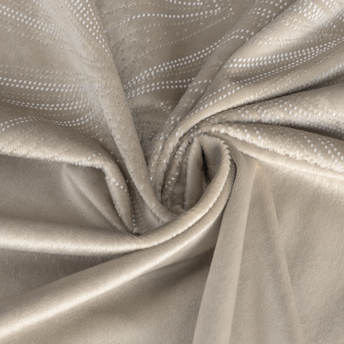 Sametový závěs 140 x 250 cm béžový, stříbrný na kovové kroužky ARIANA