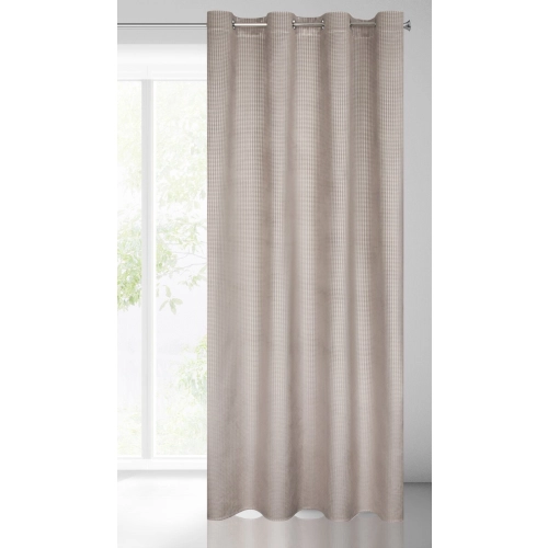 Záves 140x250 cm zamatový béžový, strieborný na kovové krúžky DARCY