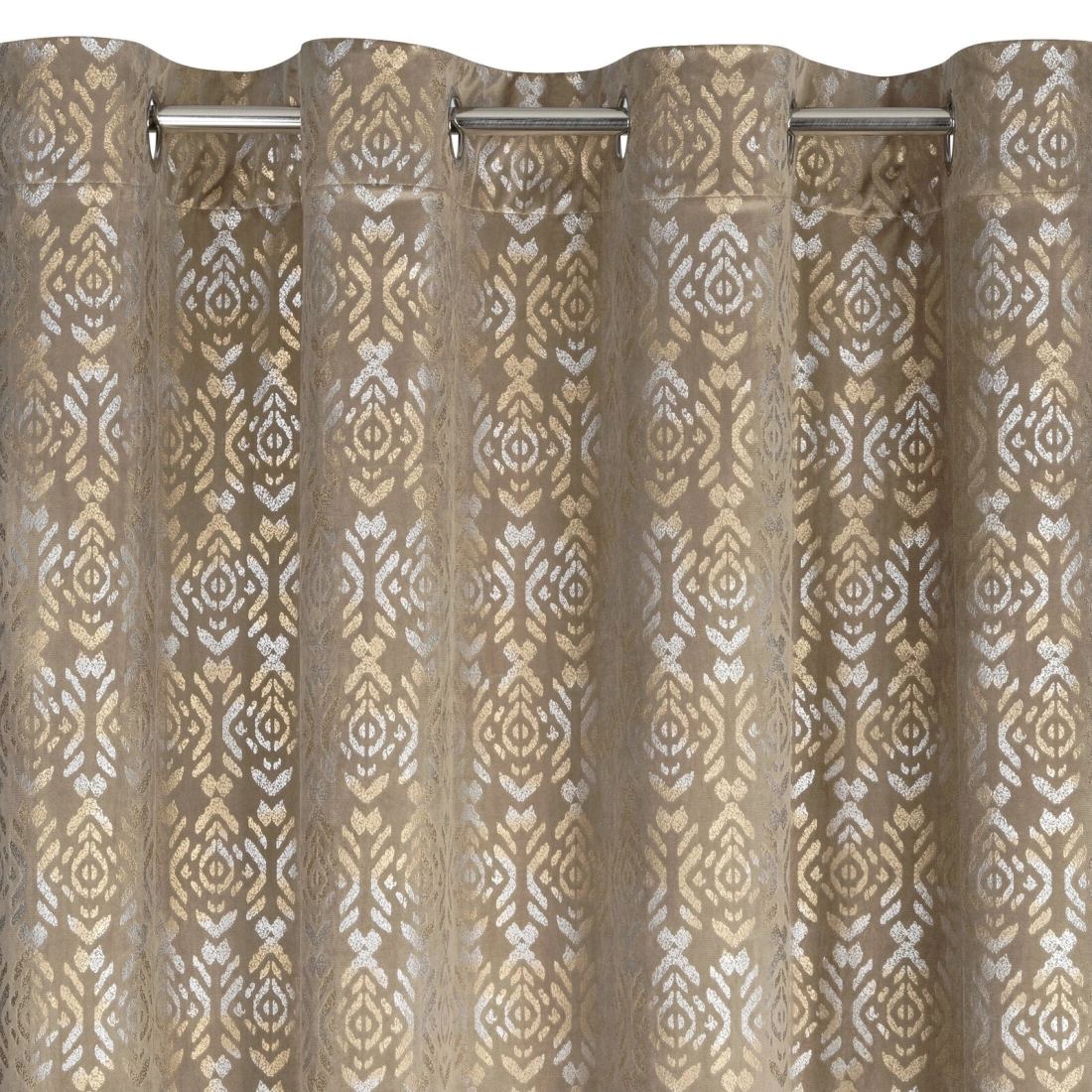 Záves 140x250 cm zamatový béžový, zlatý na kovové krúžky LAURA