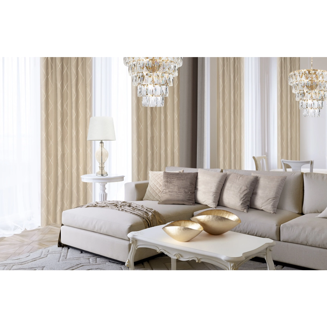 Záves 140x250 cm zamatový béžový zlatý na kovové krúžky MARGO Pierre Cardin