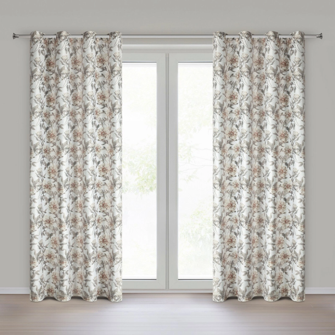 Sametový závěs 140×250 cm bílo-béžový na kovové kroužky BEVERLY