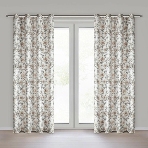 Sametový závěs 140×250 cm bílo-béžový na kovové kroužky BEVERLY