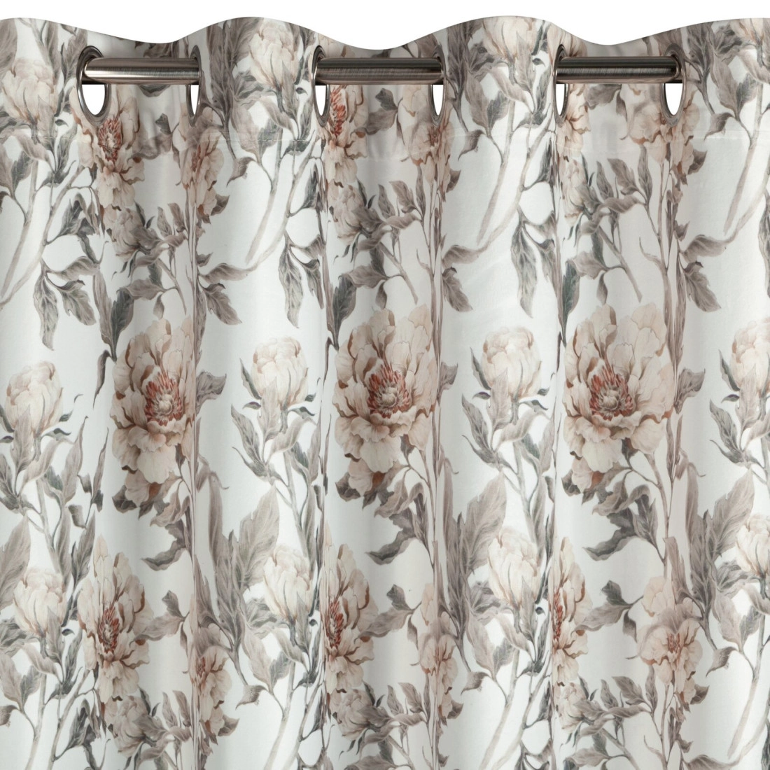 Sametový závěs 140×250 cm bílo-béžový na kovové kroužky BEVERLY