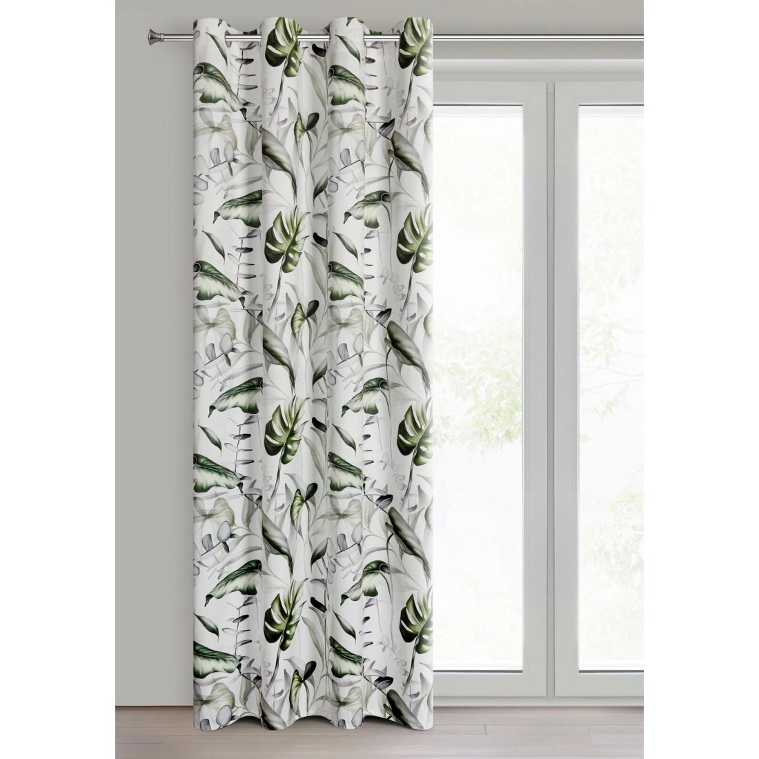 Záves 140x250 cm zamatový bielo olivový na kovové krúžky ELLEN