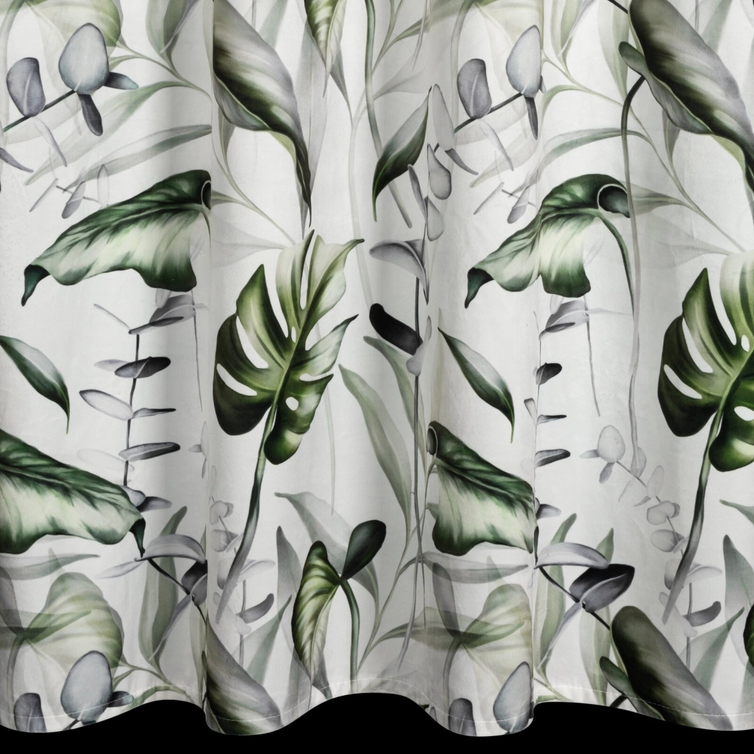 Záves 140x250 cm zamatový bielo olivový na kovové krúžky ELLEN