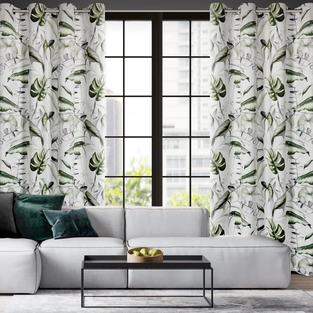 Záves 140x250 cm zamatový bielo olivový na kovové krúžky ELLEN