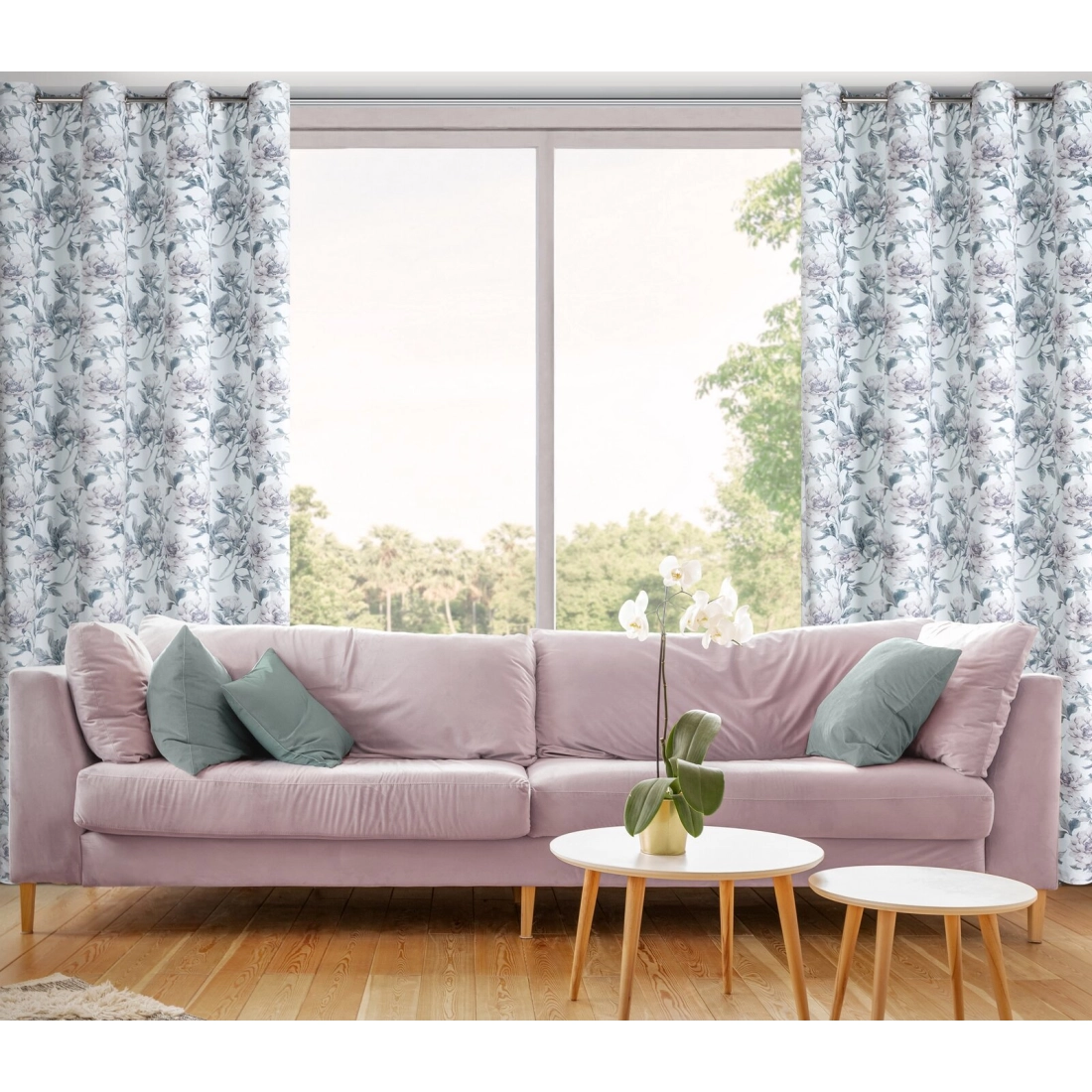 Záves 140x250 cm zamatový bielo ružový na kovové krúžky BEVERLY