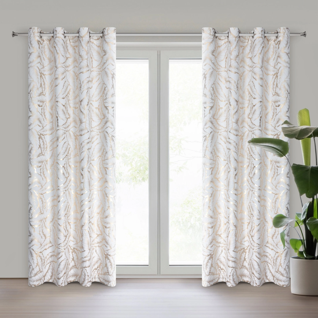 Záves 140x250 cm zamatový bielo šampanský na kovové krúžky MILENA