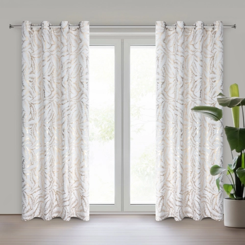 Záves 140x250 cm zamatový bielo šampanský na kovové krúžky MILENA