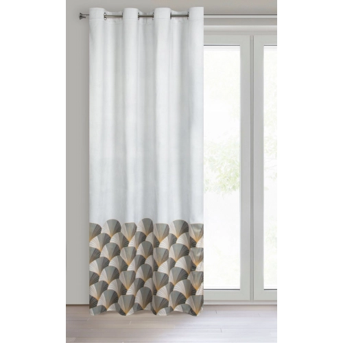 Záves 140x250 cm zamatový bielo-sivý na kovové krúžky GINA - Design 91