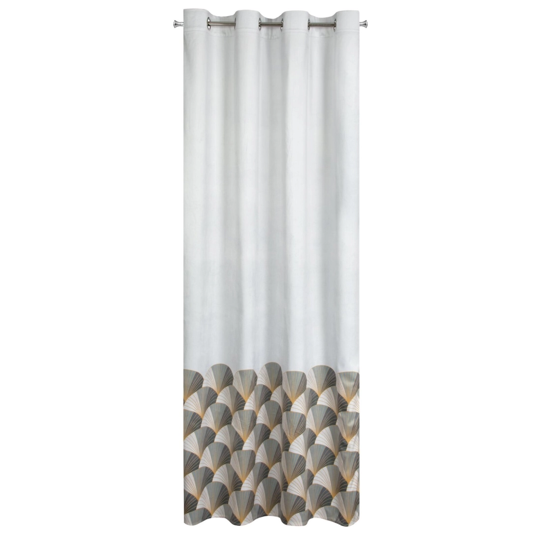 Záves 140x250 cm zamatový bielo-sivý na kovové krúžky GINA - Design 91
