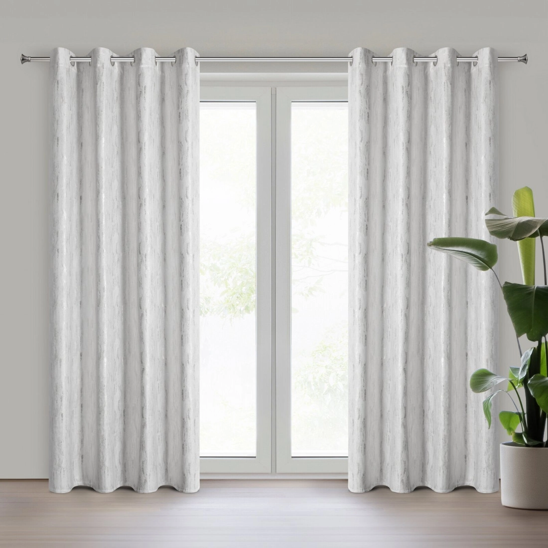 Záves 140x250 cm zamatový bielo strieborný na kovové krúžky ARNITA