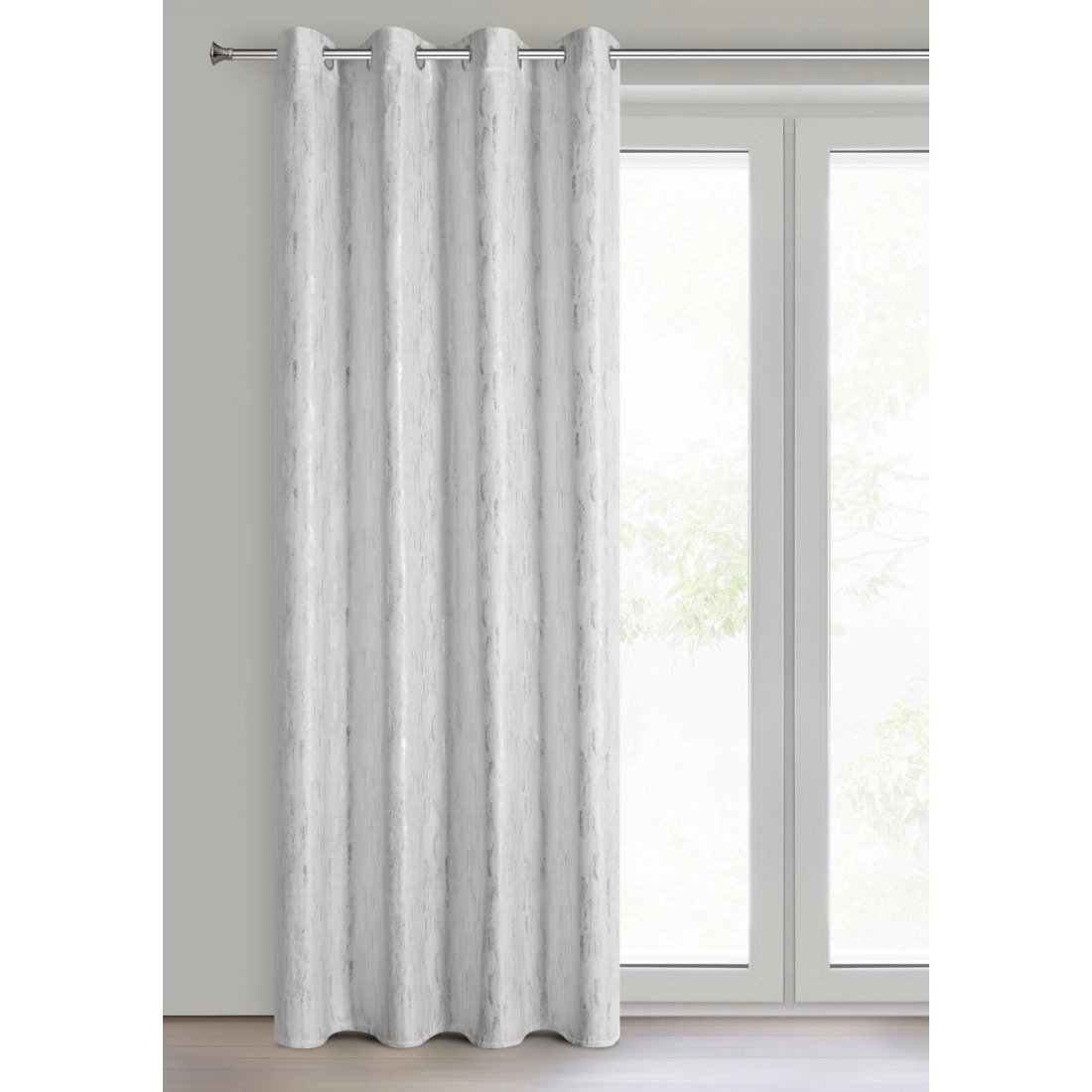 Záves 140x250 cm zamatový bielo strieborný na kovové krúžky ARNITA