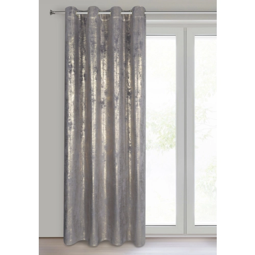 Záves 140x250 cm zamatový bielo striebristý na kovové krúžky RENIA