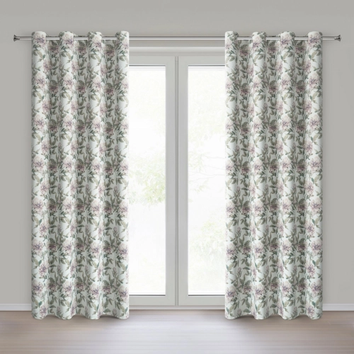 Záves 140x250 cm zamatový bielo zelený na kovové krúžky BEVERLY