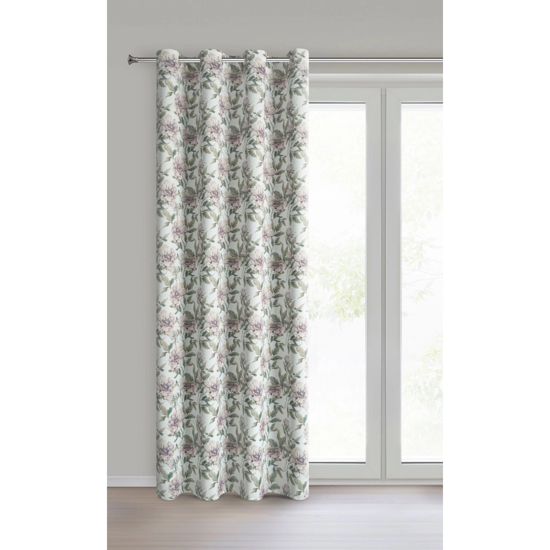 Sametový závěs 140x250 cm bílo-zelený na kovové kroužky BEVERLY