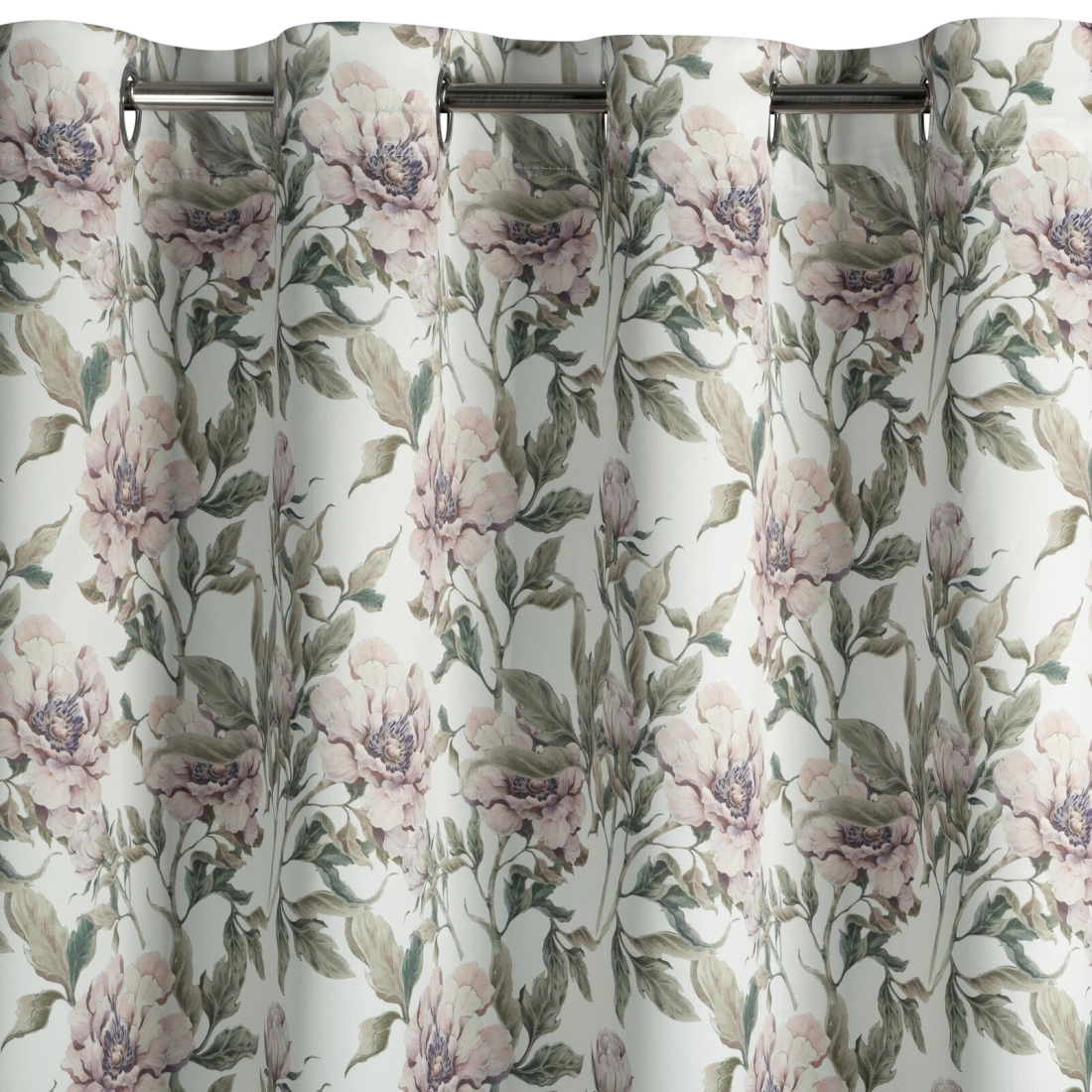 Sametový závěs 140x250 cm bílo-zelený na kovové kroužky BEVERLY