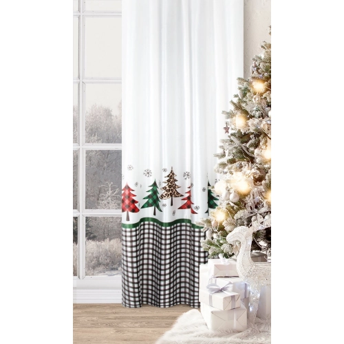 Záves 140x250 cm zamatový bielo‑čierny na kovové krúžky GERDA