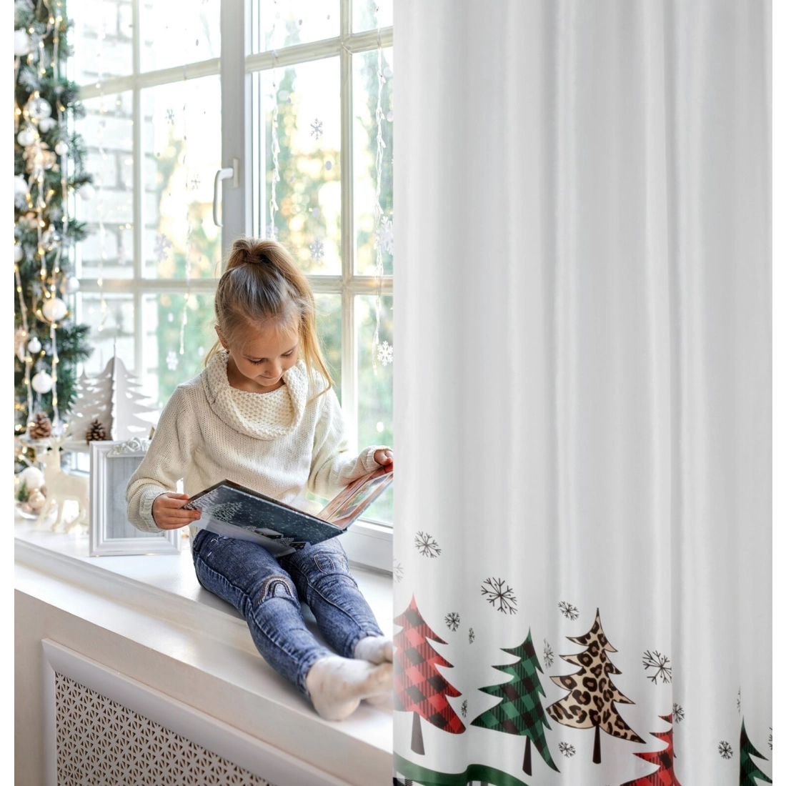 Záves 140x250 cm zamatový bielo‑čierny na kovové krúžky GERDA