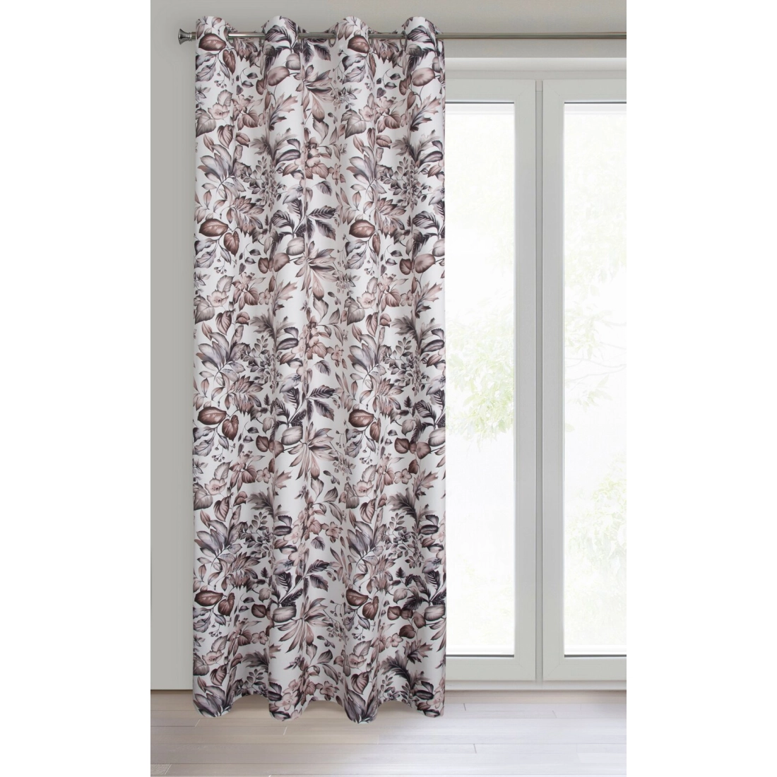 Záves 140x250 cm zamatový biely, hnedý na kovové krúžky HANA