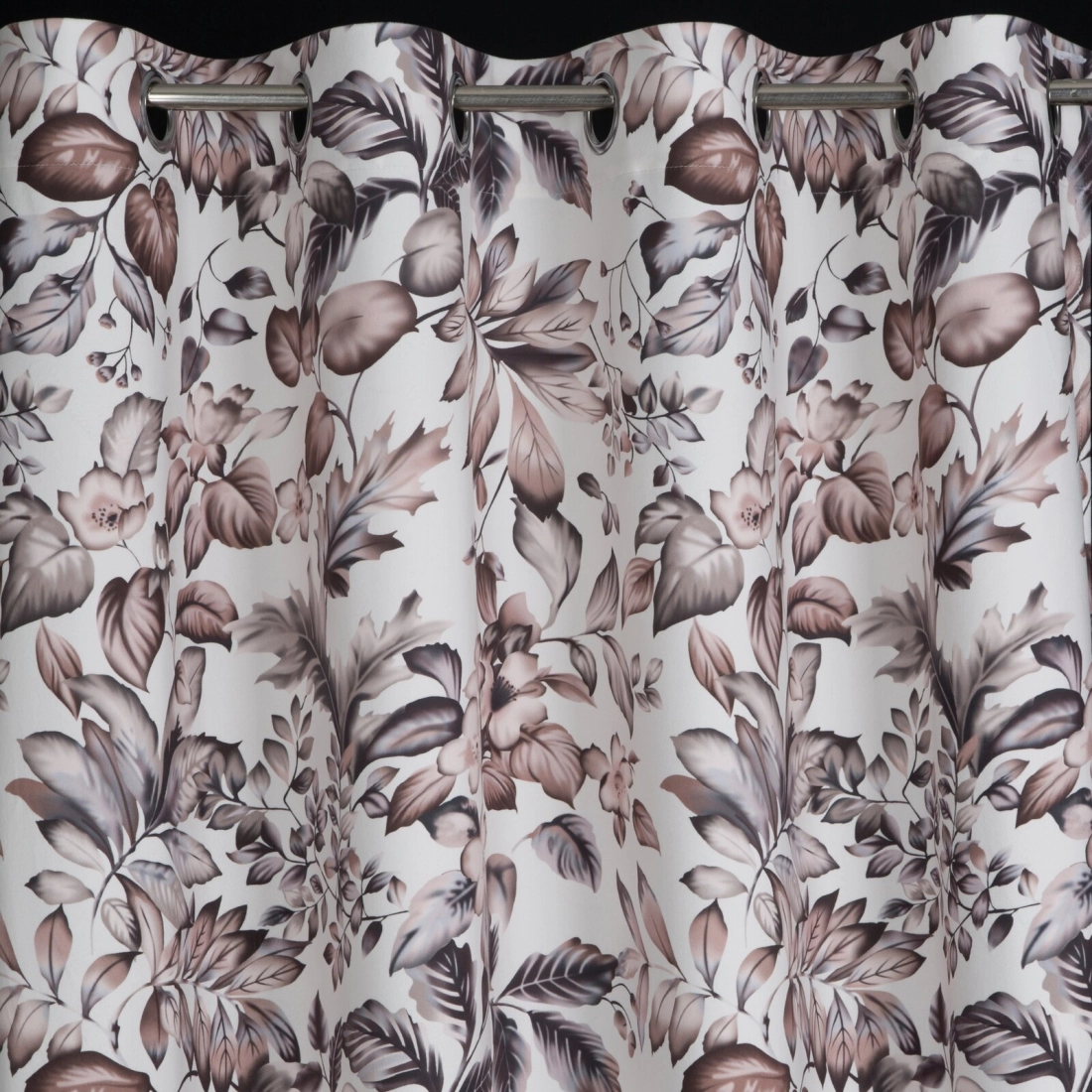 Záves 140x250 cm zamatový biely, hnedý na kovové krúžky HANA