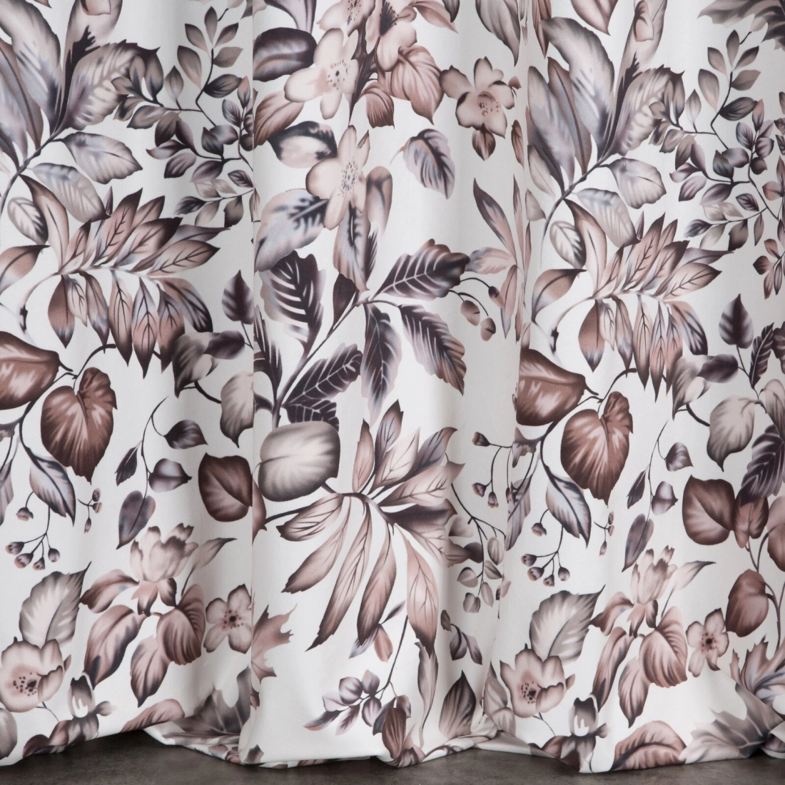 Záves 140x250 cm zamatový biely, hnedý na kovové krúžky HANA