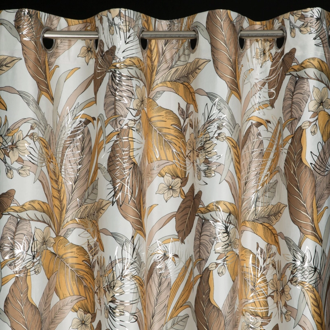 Záves 140x250 cm zamatový biely horčicový na kovové krúžky ADEL