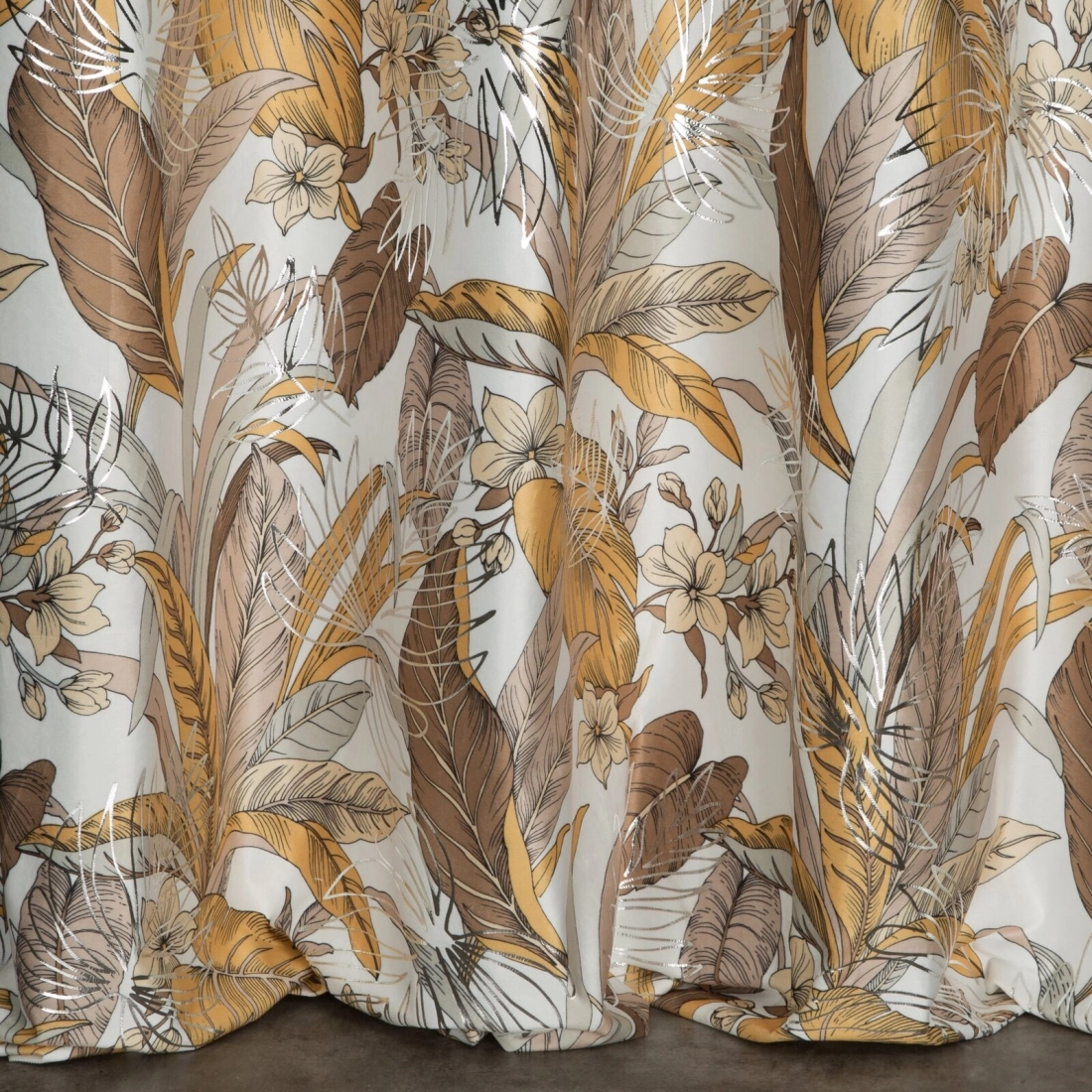 Záves 140x250 cm zamatový biely horčicový na kovové krúžky ADEL