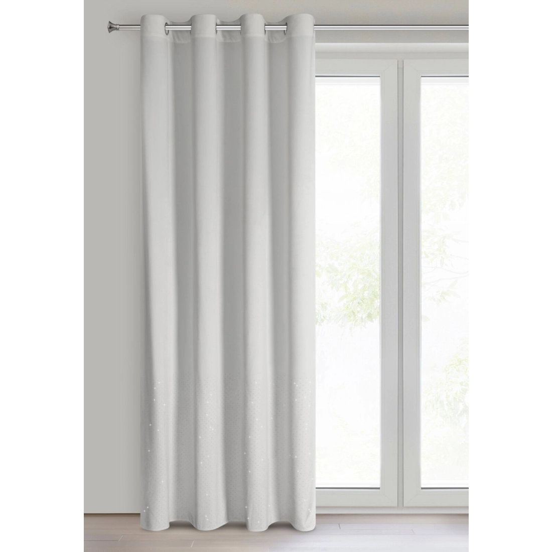 Záves 140x250 cm zamatový biely na kovové krúžky ARIADNA