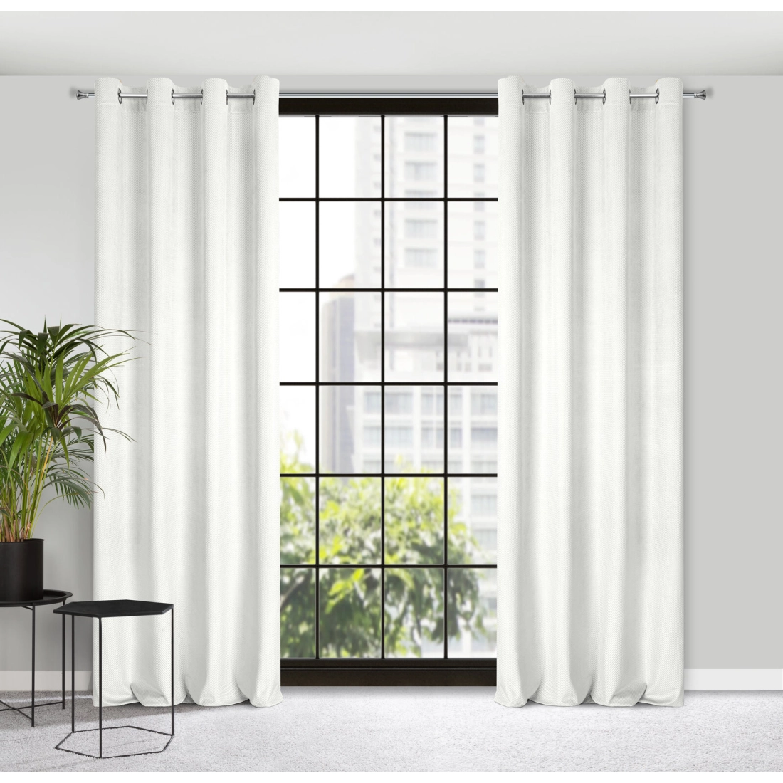 Záves 140x250 cm zamatový biely na kovové krúžky ELIZA