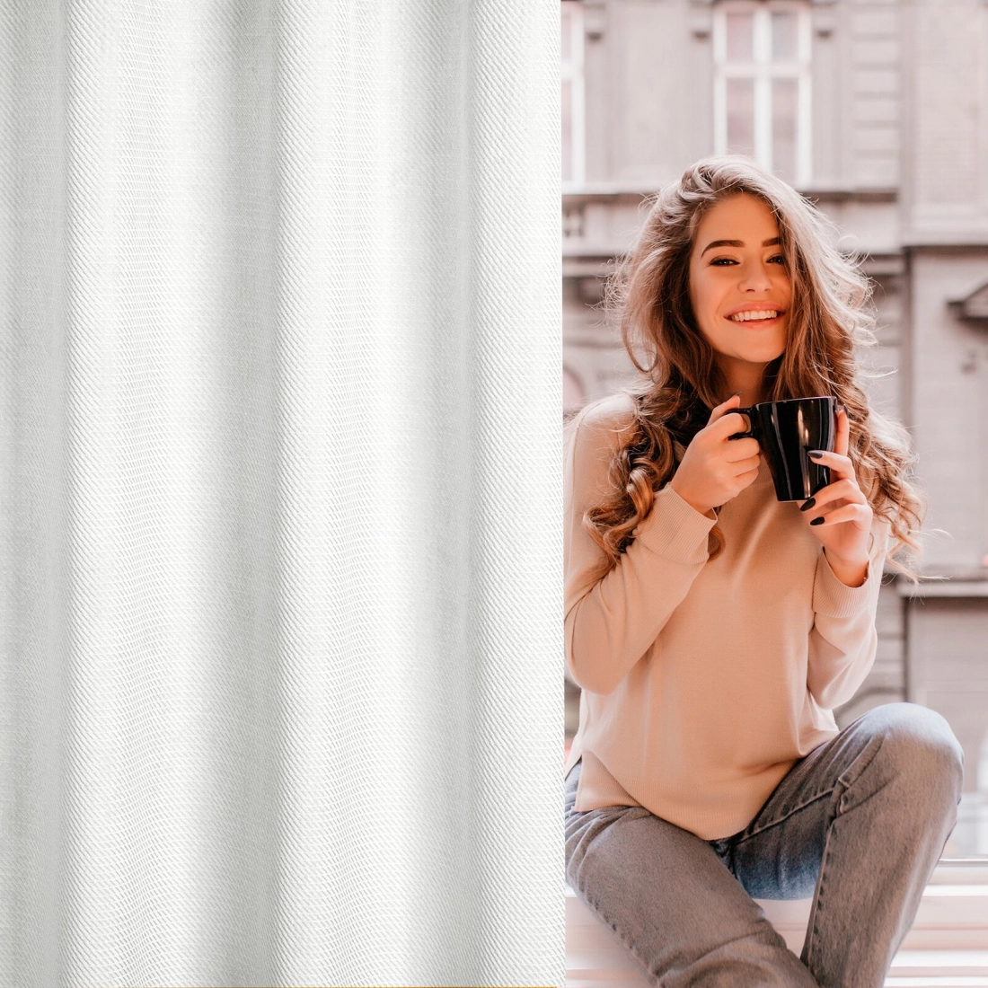 Záves 140x250 cm zamatový biely na kovové krúžky ELIZA