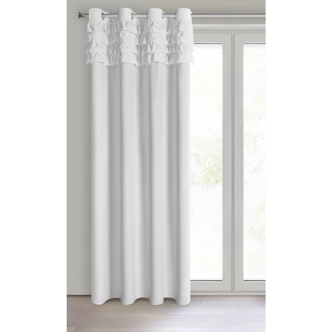 Bílá sametová záclona 140×250 cm na kovových kroužcích ERIN